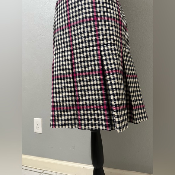 J.Crew Scoop neck Fit Flare Dress 8 Herringbone Twill Tall Lined Navy Pleated - Picture 4 of 13